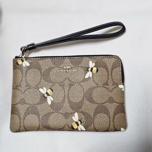 Coach Black Wristlet with Gold Zipper